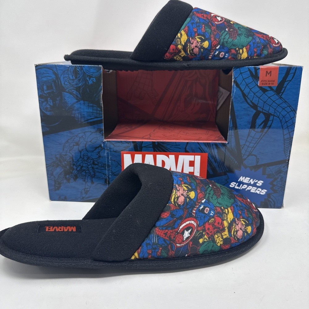 Marvel Avengers Mens Slippers Medium 9-10 Hulk Captain America Iron Man Comics